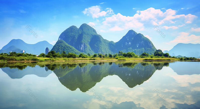 春天山水风景平静湖面倒映,高清,摄影图,摄影图片,图片大全,摄影图免费下载